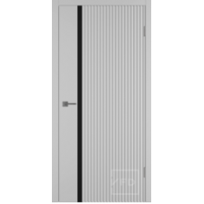 Дверь межкомнатная ВФД Винтер СЕКТОР эмаль серебро, стекло "Лакобель черный"